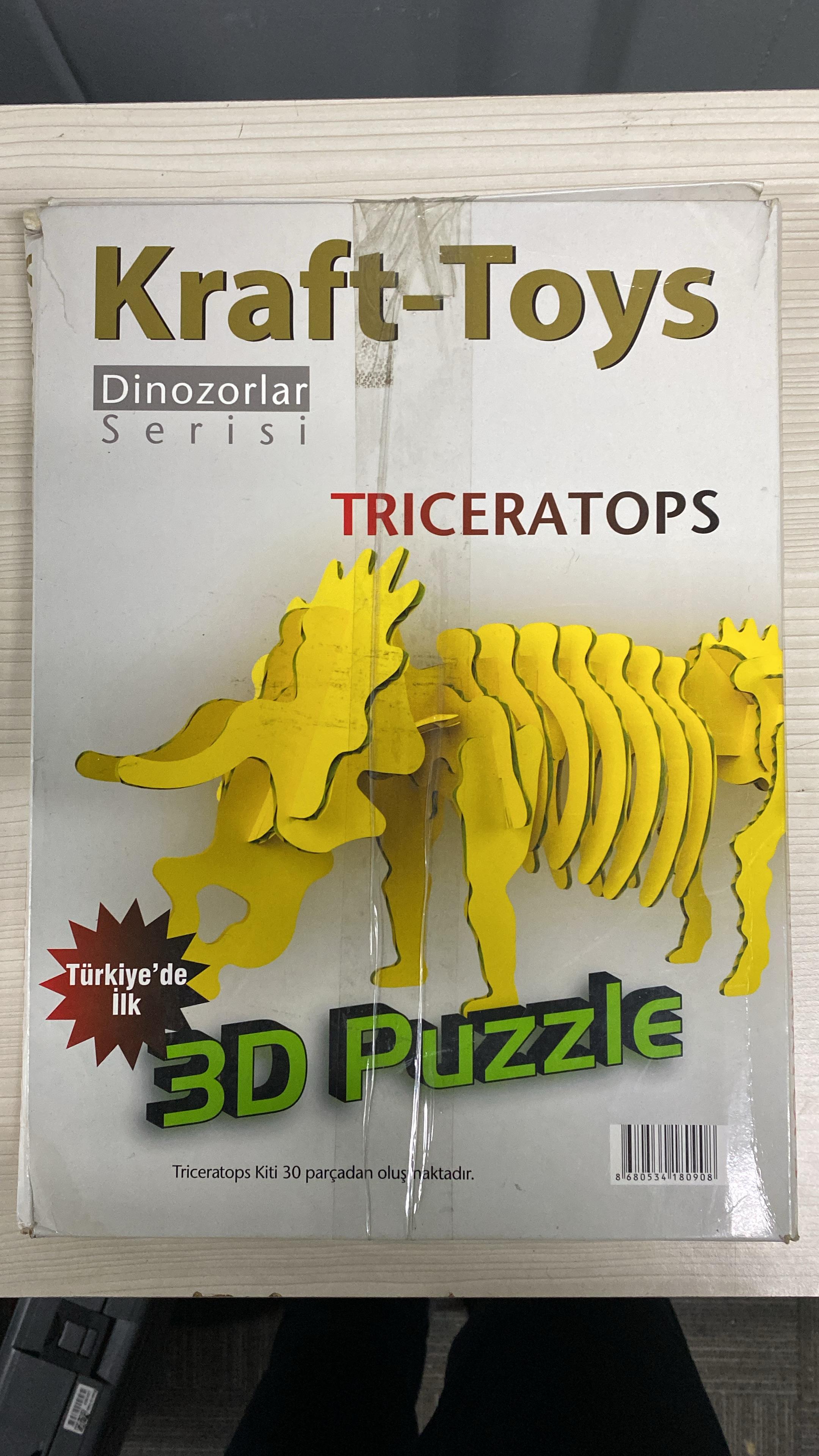Kraft Toys 3D Puzzle Dinozor Serisi - Triceratops