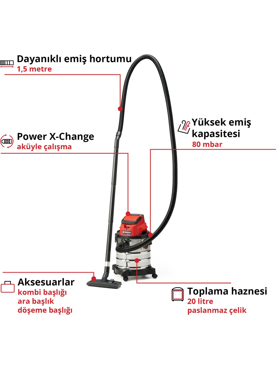 Einhell TC-VC 18/20 Li S-Solo Aküsüz Süpürge