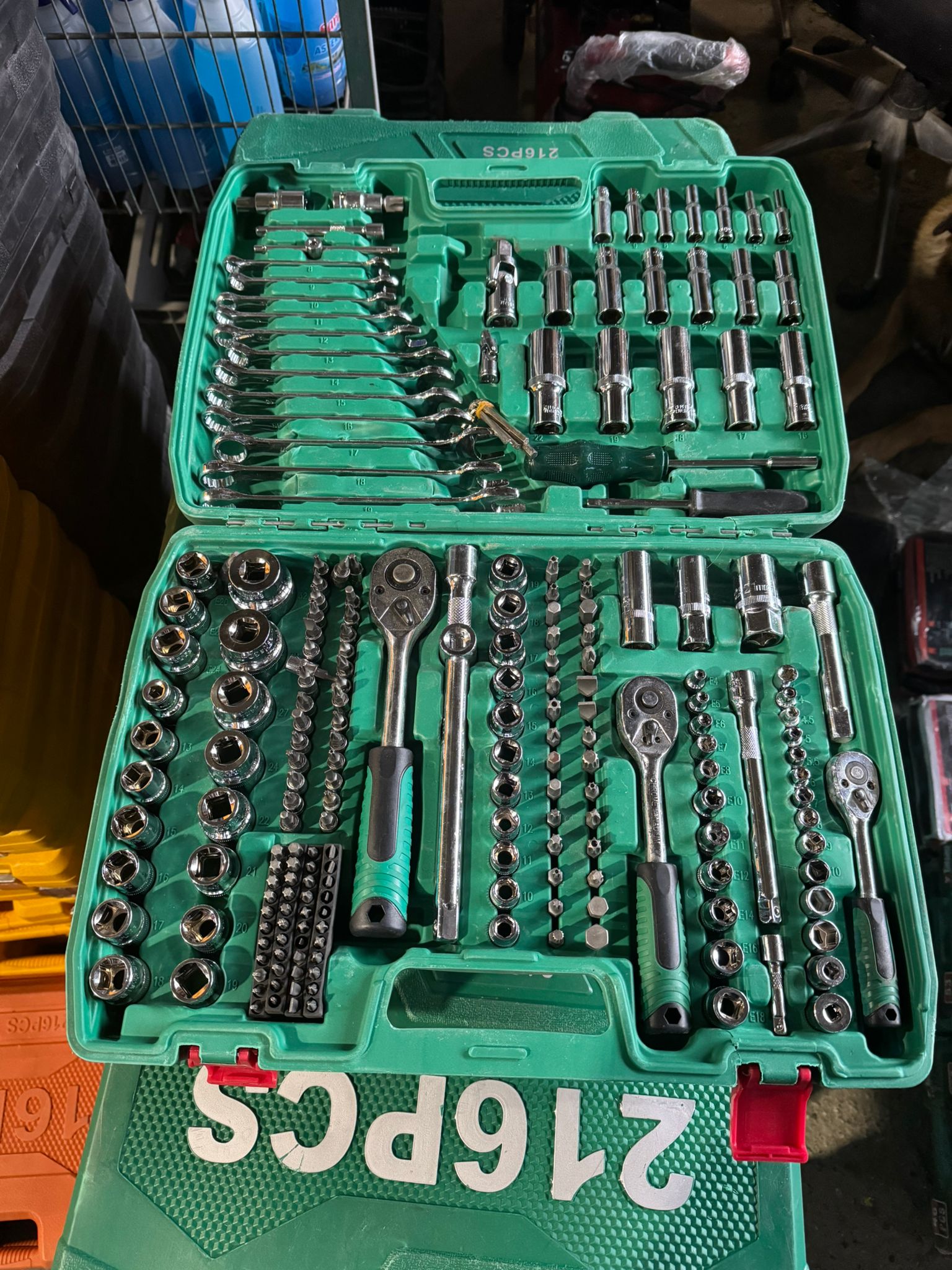 Tam Profesyonel 72 Diş Eğik Cırcır 216 Parça Lokma Takımı Oto Tamirci Tam Set 1/2-3/8-1/4